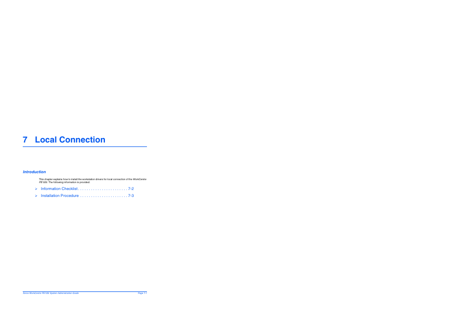 7 local connection, Introduction, 7 local connection -1 | Introduction -1 | Xerox WorkCentre PE120-120i-4396 User Manual | Page 95 / 131