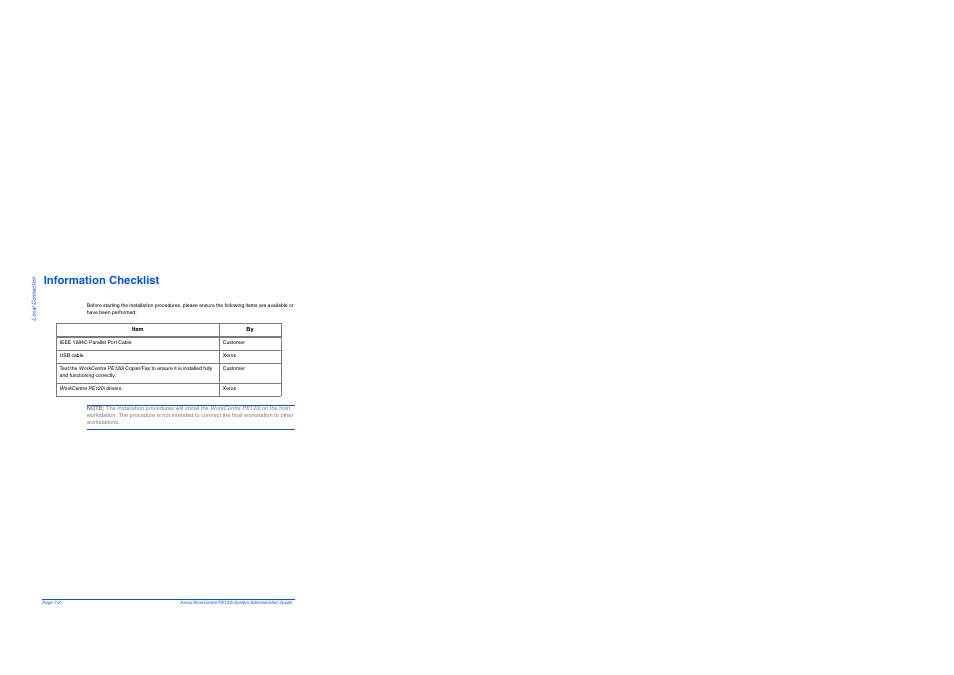 Information checklist, Information checklist -2 | Xerox WorkCentre PE120-120i-4396 User Manual | Page 96 / 131