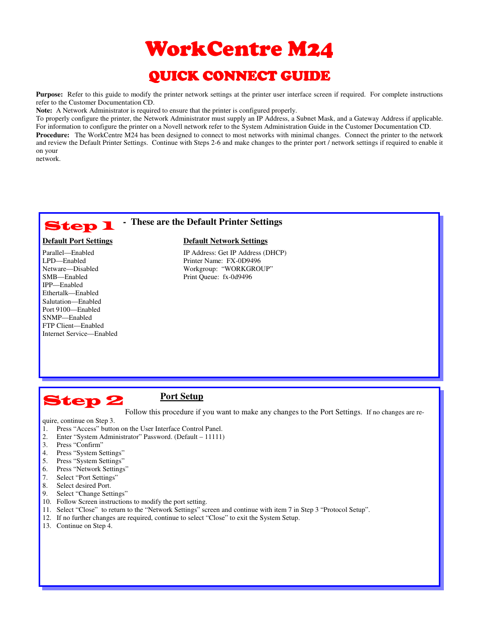 Xerox WorkCentre M24-6080 User Manual | 4 pages