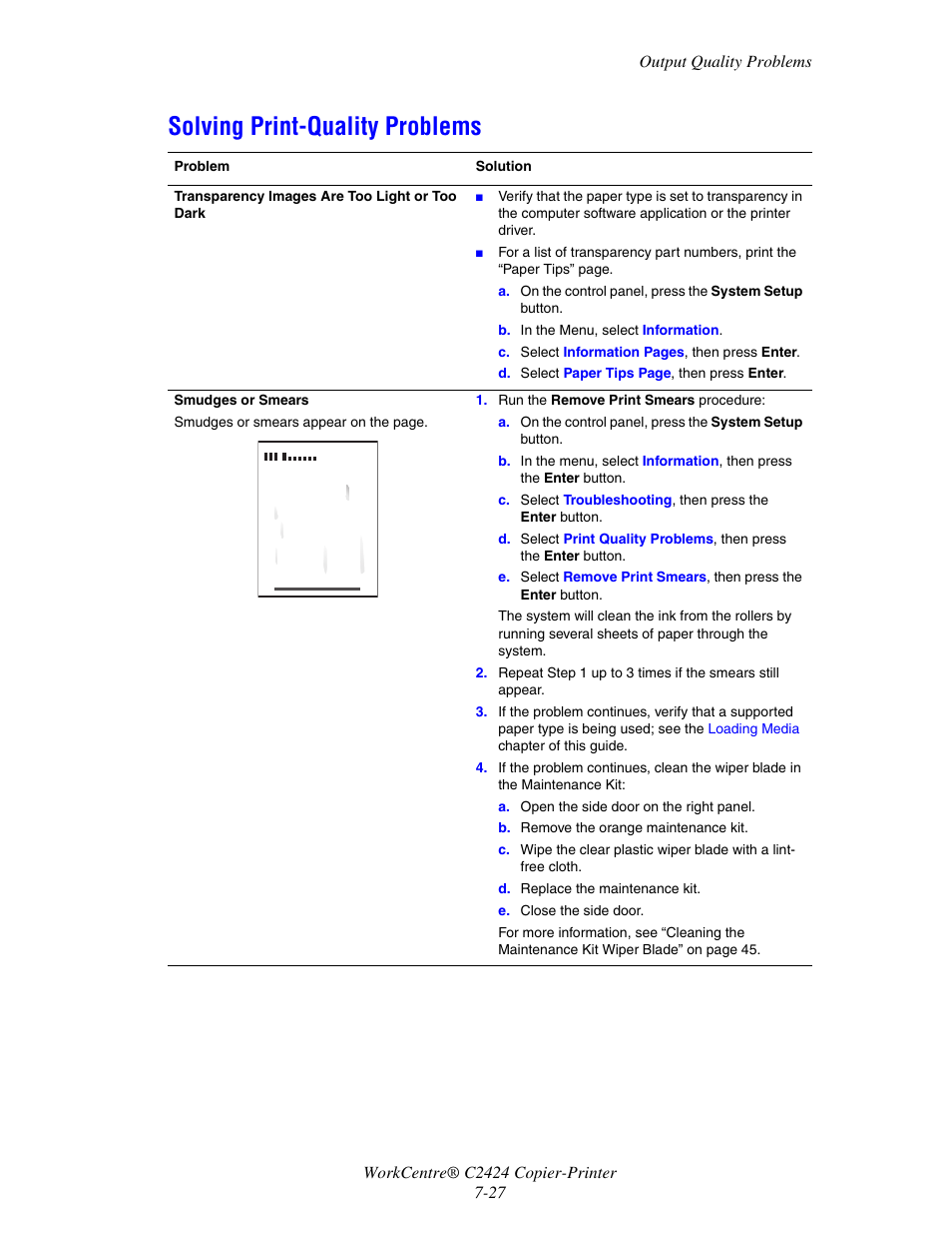 Solving print-quality problems | Xerox WorkCentre C2424-5986 User Manual | Page 27 / 57