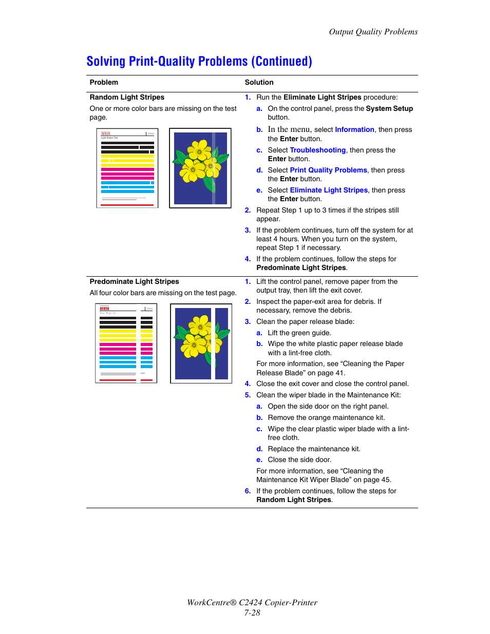 Solving print-quality problems (continued) | Xerox WorkCentre C2424-5986 User Manual | Page 28 / 57