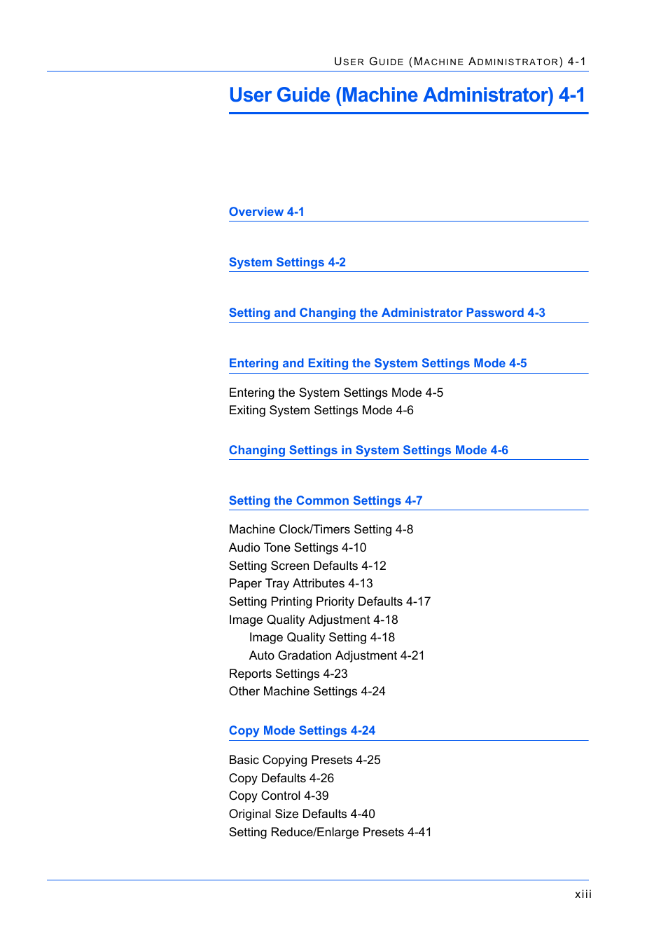 User guide (machine administrator) 4-1 | Xerox WorkCentre M24-2780 User Manual | Page 13 / 441