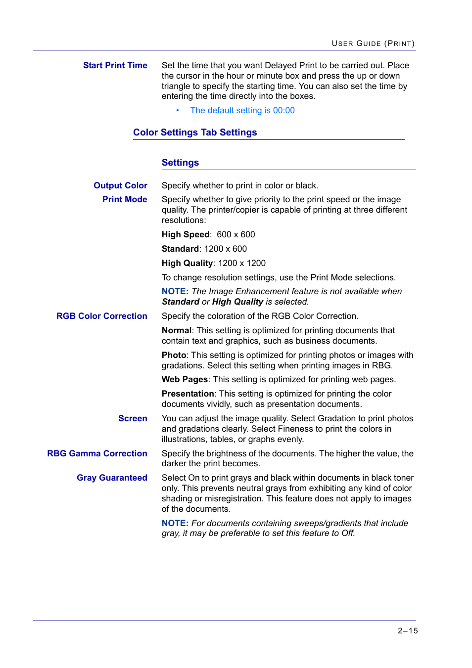 Color settings tab settings, Color settings tab settings 2-15, Color settings tab settings 15 | Xerox WorkCentre M24-2780 User Manual | Page 179 / 441