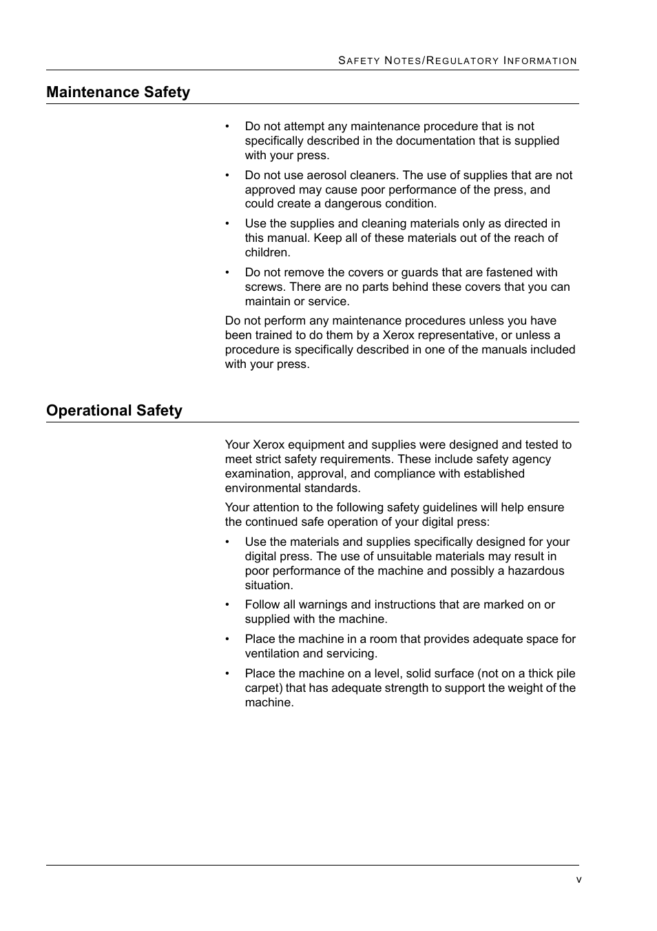 Maintenance safety, Operational safety | Xerox WorkCentre M24-2780 User Manual | Page 21 / 441