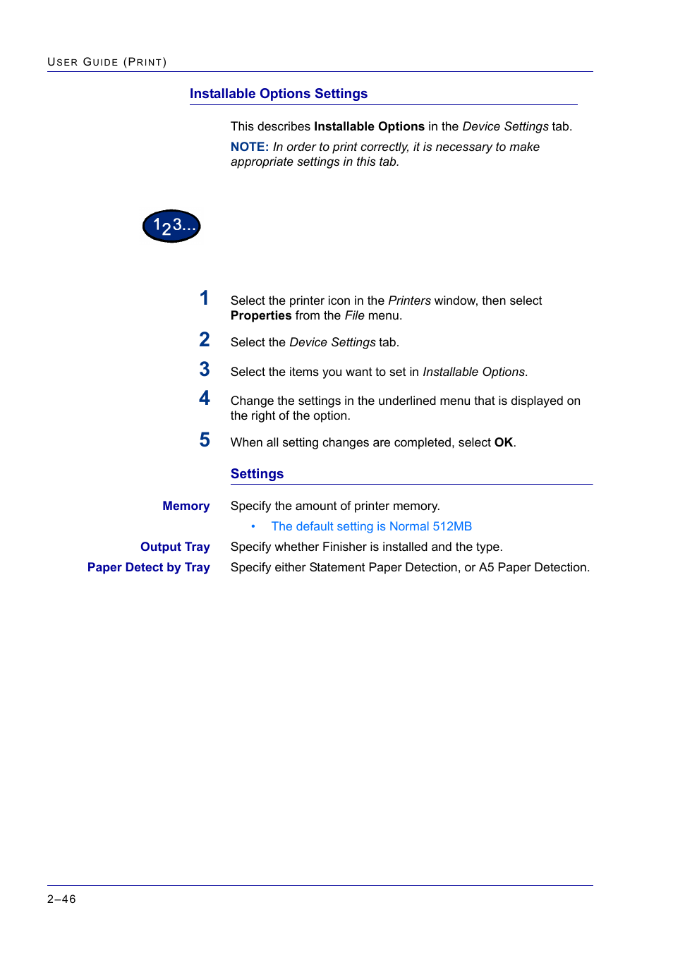 Installable options settings, Installable options settings 2-46, Installable options settings 46 | Xerox WorkCentre M24-2780 User Manual | Page 210 / 441