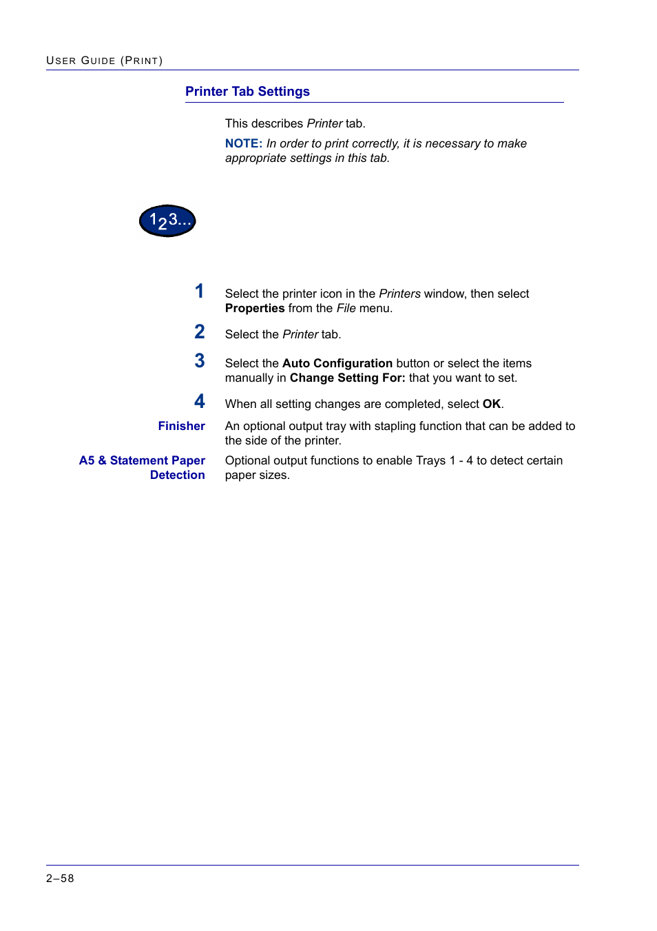 Printer tab settings, Printer tab settings 2-58, Printer tab settings 58 | Xerox WorkCentre M24-2780 User Manual | Page 222 / 441