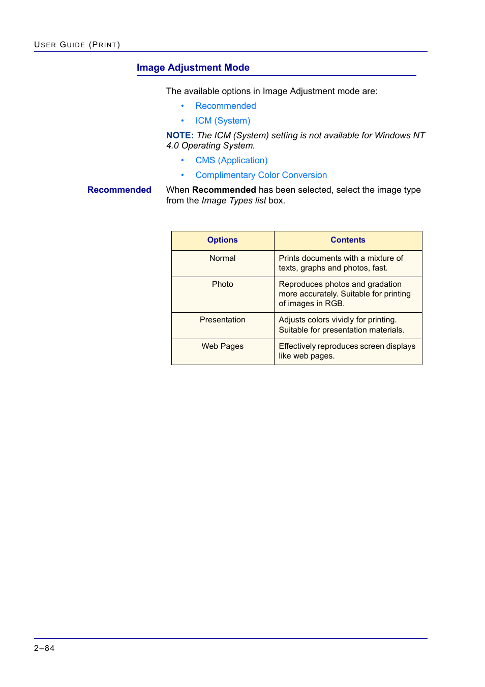 Image adjustment mode, Image adjustment mode 2-84, Image adjustment mode 84 | Xerox WorkCentre M24-2780 User Manual | Page 248 / 441