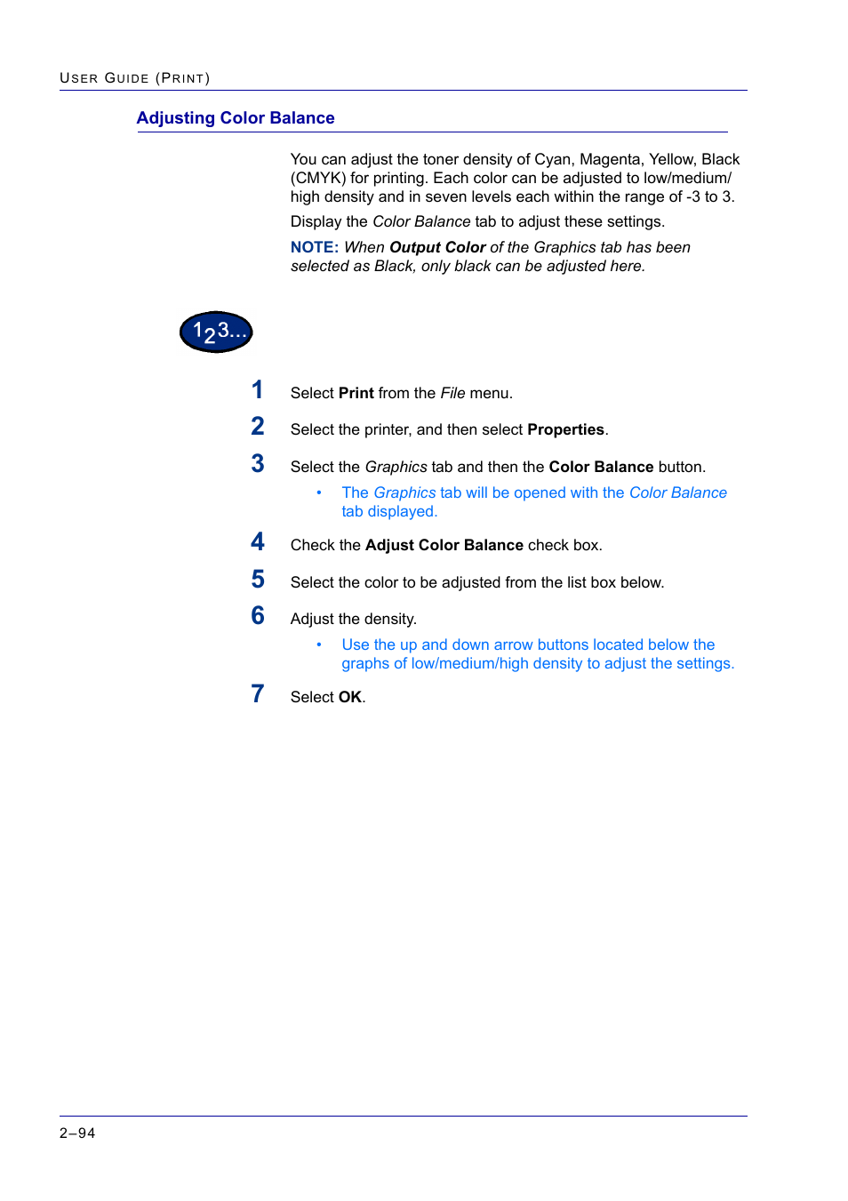 Adjusting color balance, Adjusting color balance 2-94, Adjusting color balance 94 | Xerox WorkCentre M24-2780 User Manual | Page 258 / 441