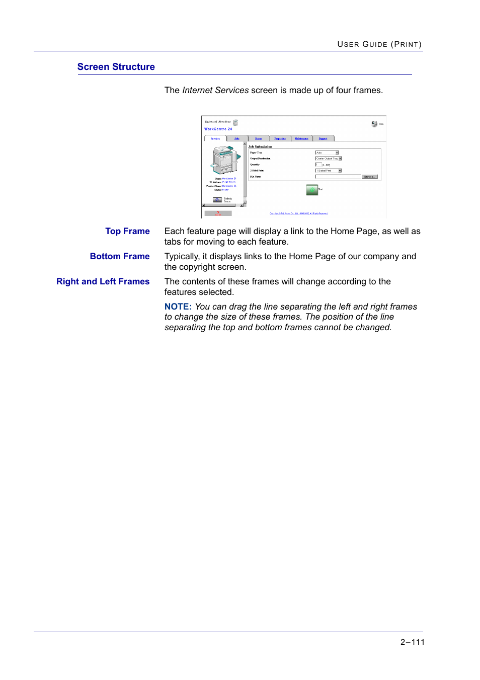 Screen structure, Screen structure 2-111, Screen structure 111 | Xerox WorkCentre M24-2780 User Manual | Page 275 / 441