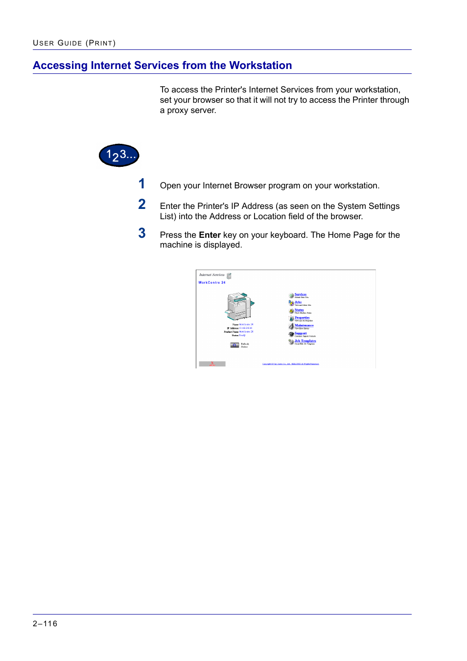 Accessing internet services from the workstation | Xerox WorkCentre M24-2780 User Manual | Page 280 / 441