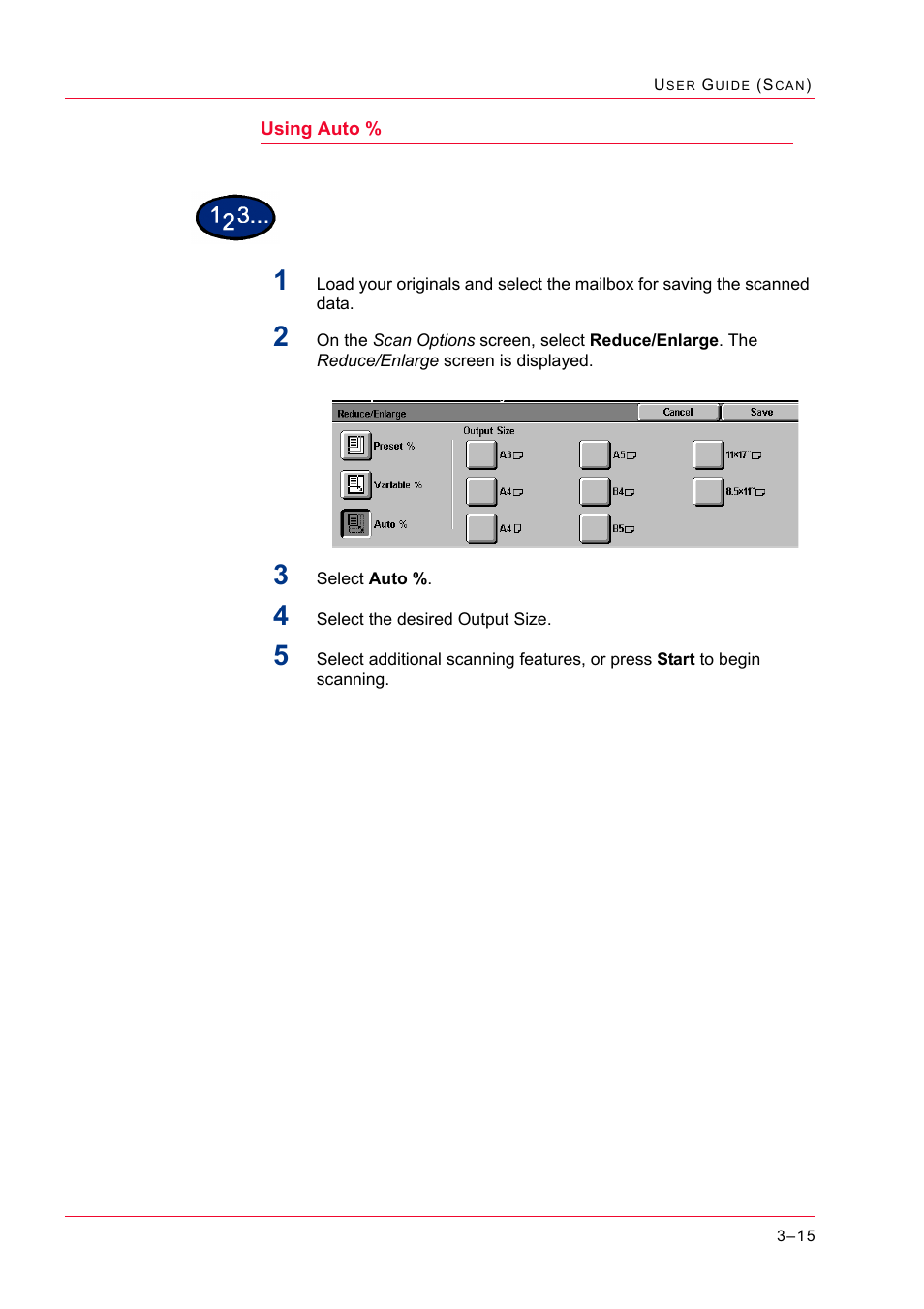 Using auto, Using auto % 3-15, Using auto % 15 | Xerox WorkCentre M24-2780 User Manual | Page 305 / 441