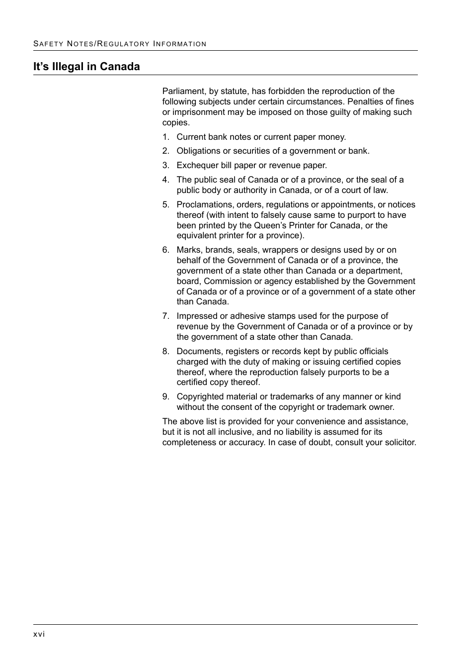 It’s illegal in canada | Xerox WorkCentre M24-2780 User Manual | Page 32 / 441