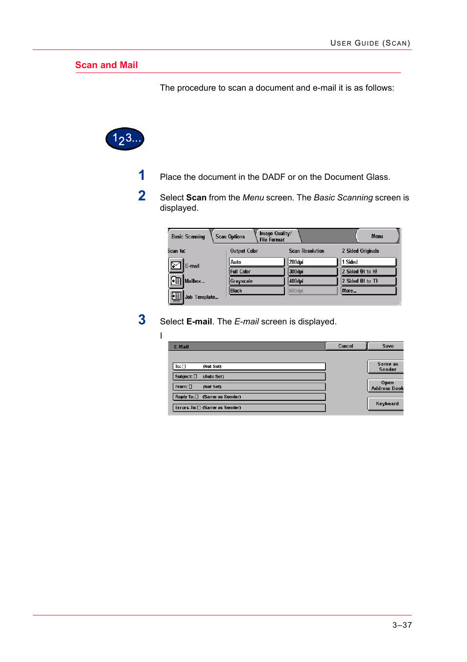 Scan and mail, Scan and mail 3-37, Scan and mail 37 | Xerox WorkCentre M24-2780 User Manual | Page 327 / 441