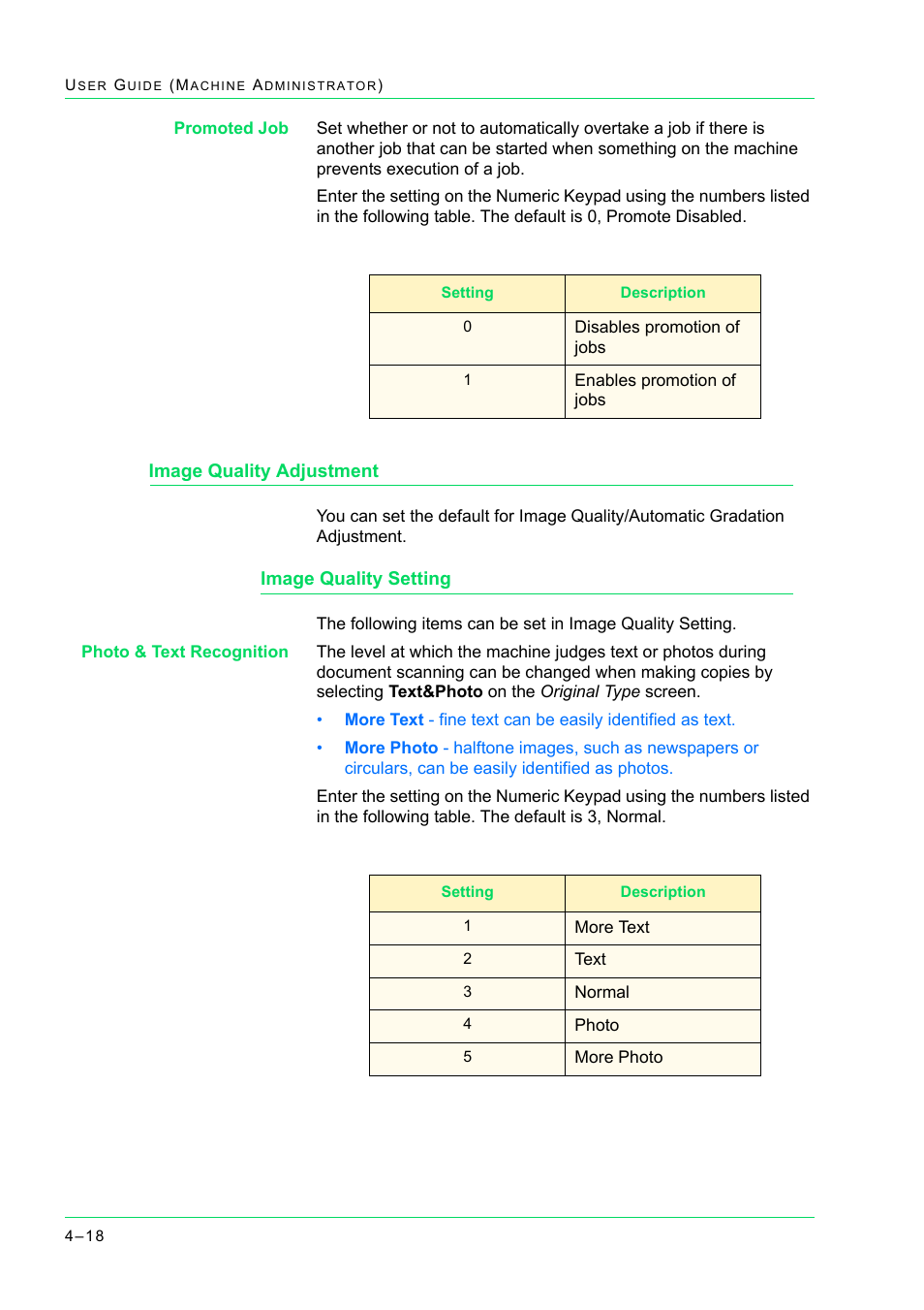 Image quality adjustment, Image quality setting, Image quality adjustment 4-18 | Image quality setting 4-18, Image quality adjustment 18, Image quality setting 18 | Xerox WorkCentre M24-2780 User Manual | Page 352 / 441