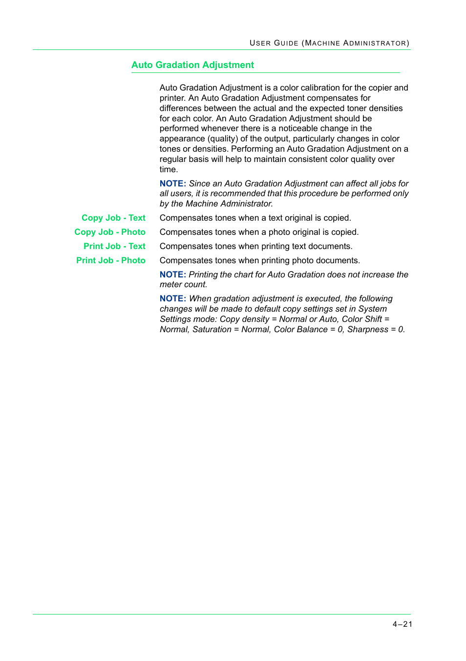 Auto gradation adjustment, Auto gradation adjustment 4-21, Auto gradation adjustment 21 | Xerox WorkCentre M24-2780 User Manual | Page 355 / 441