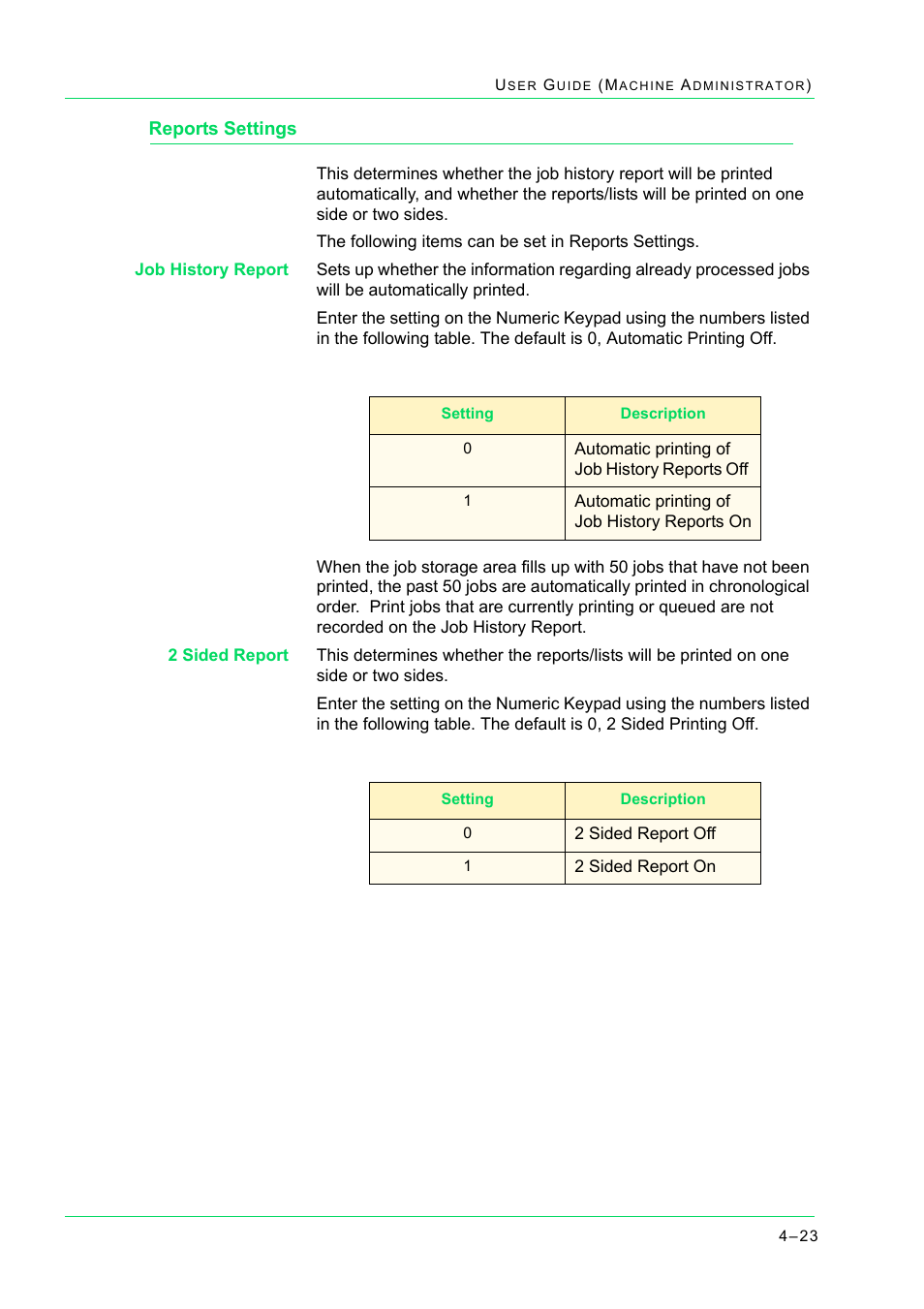 Reports settings, Reports settings 4-23, Reports settings 23 | Xerox WorkCentre M24-2780 User Manual | Page 357 / 441