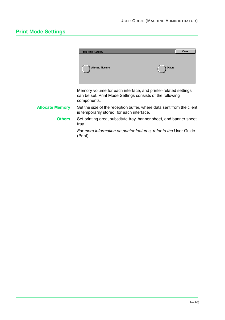 Print mode settings, Print mode settings 4-43, Print mode settings 43 | Xerox WorkCentre M24-2780 User Manual | Page 377 / 441