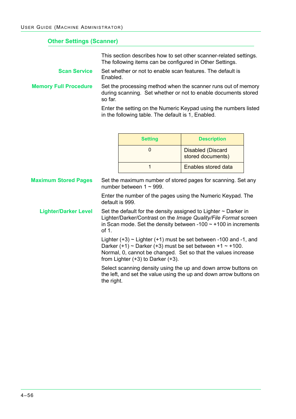 Other settings (scanner), Other settings (scanner) 4-56, Other settings (scanner) 56 | Xerox WorkCentre M24-2780 User Manual | Page 390 / 441