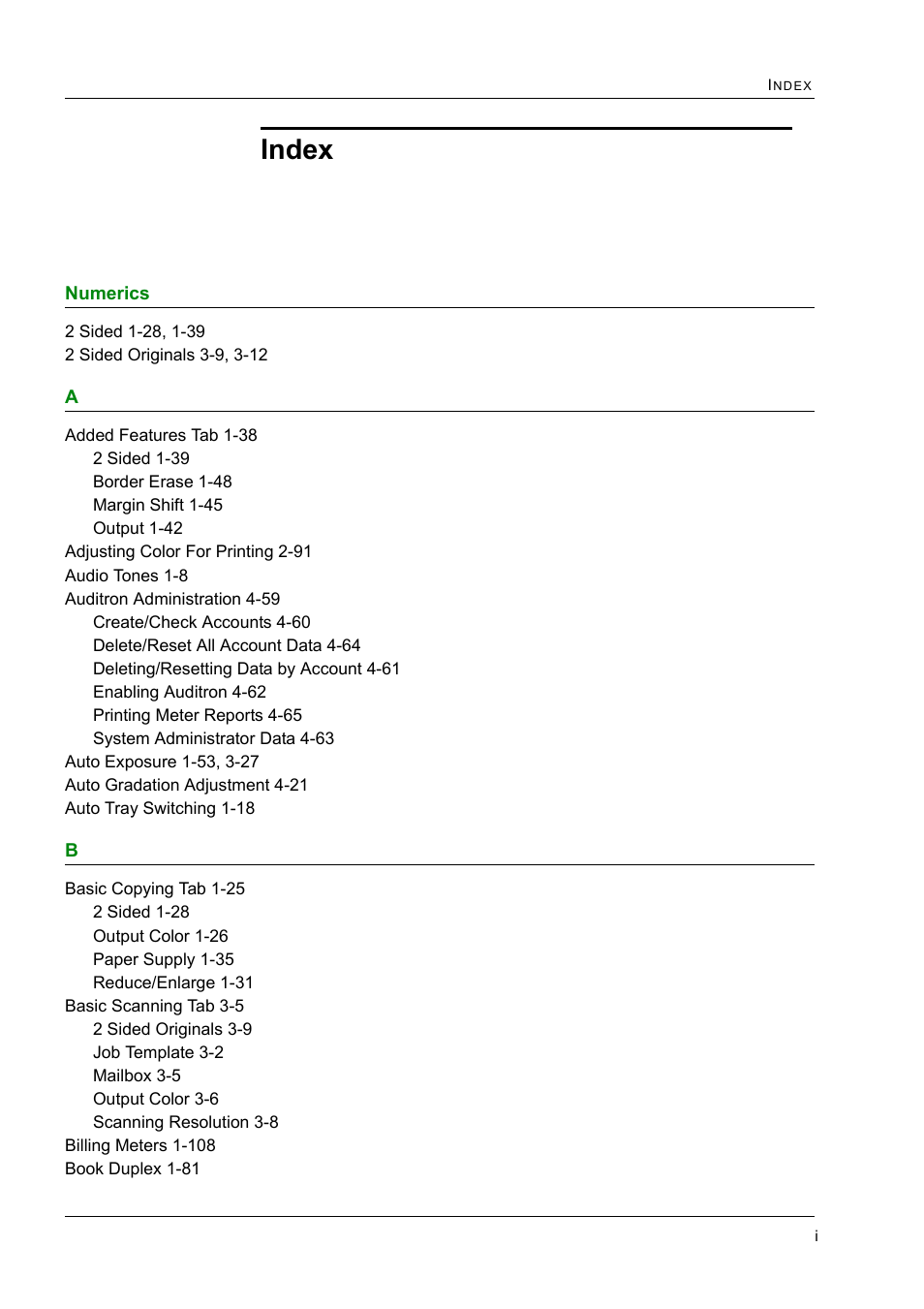 Index | Xerox WorkCentre M24-2780 User Manual | Page 431 / 441