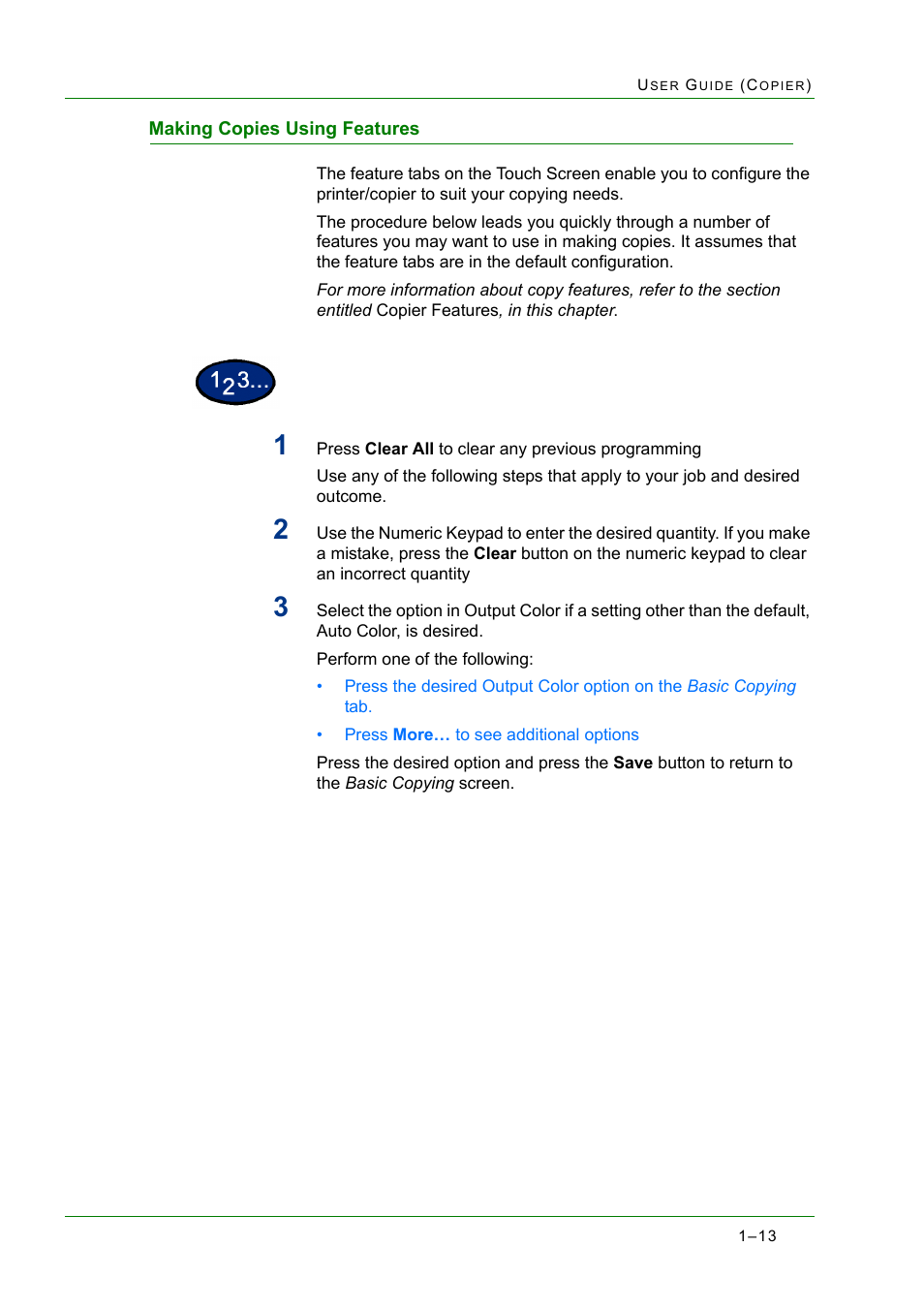 Making copies using features, Making copies using features 1-13, Making copies using features 13 | Xerox WorkCentre M24-2780 User Manual | Page 55 / 441