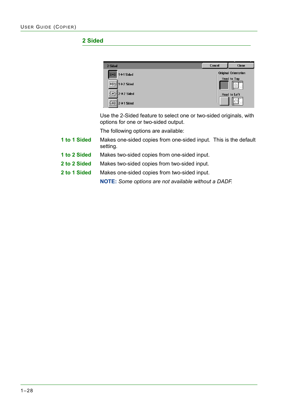 2 sided, 2 sided 1-28, 2 sided 28 | Xerox WorkCentre M24-2780 User Manual | Page 70 / 441