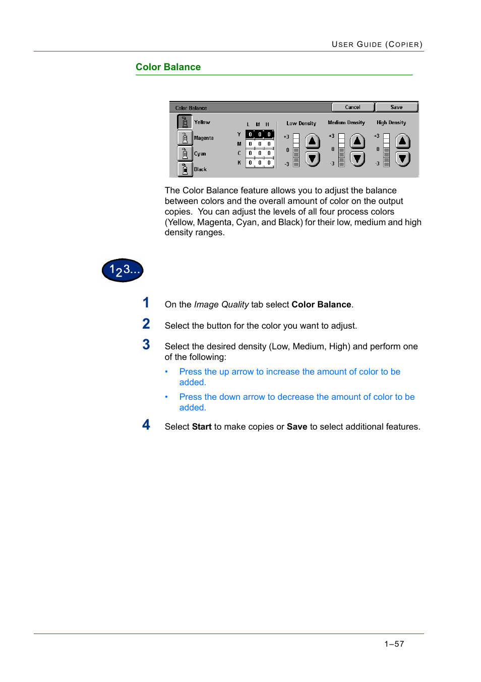 Color balance, Color balance 1-57, Color balance 57 | Xerox WorkCentre M24-2780 User Manual | Page 99 / 441