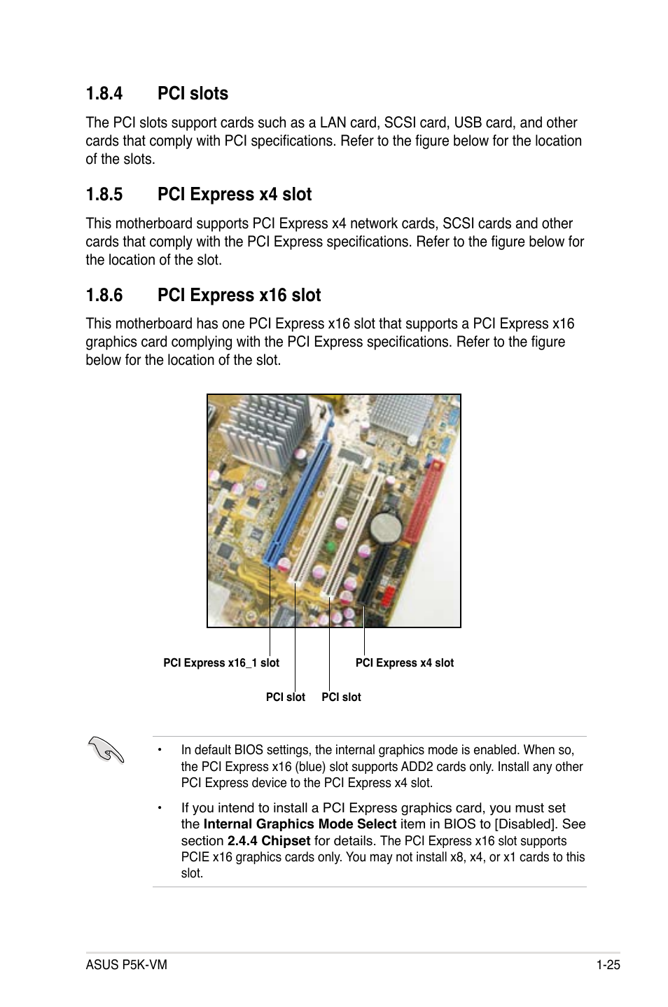 4 pci slots, 5 pci express x4 slot, 6 pci express x16 slot | Asus P5K-VM User Manual | Page 37 / 98