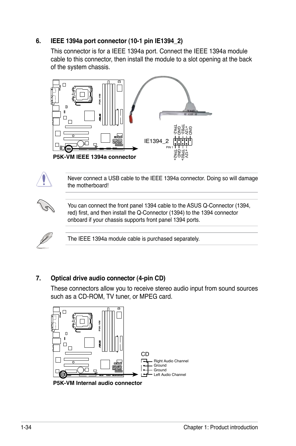 34 chapter 1: product introduction | Asus P5K-VM User Manual | Page 46 / 98