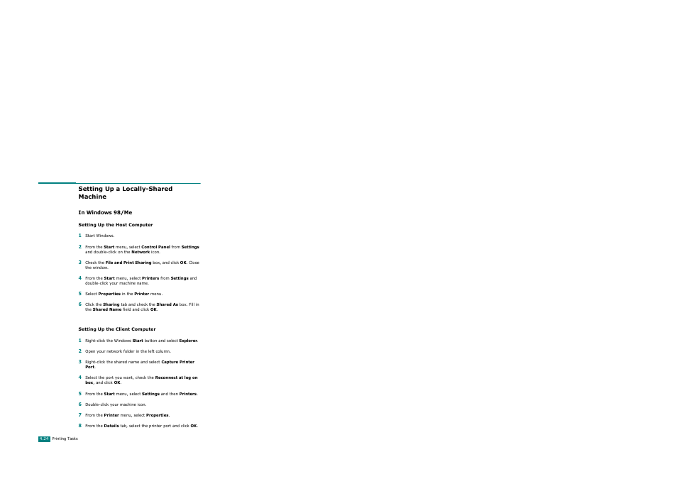 Setting up a locally-shared machine, In windows 98/me | Xerox WorkCentre PE120-120i-3124 User Manual | Page 102 / 283