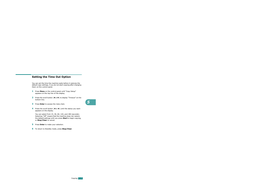 Setting the time out option | Xerox WorkCentre PE120-120i-3124 User Manual | Page 119 / 283