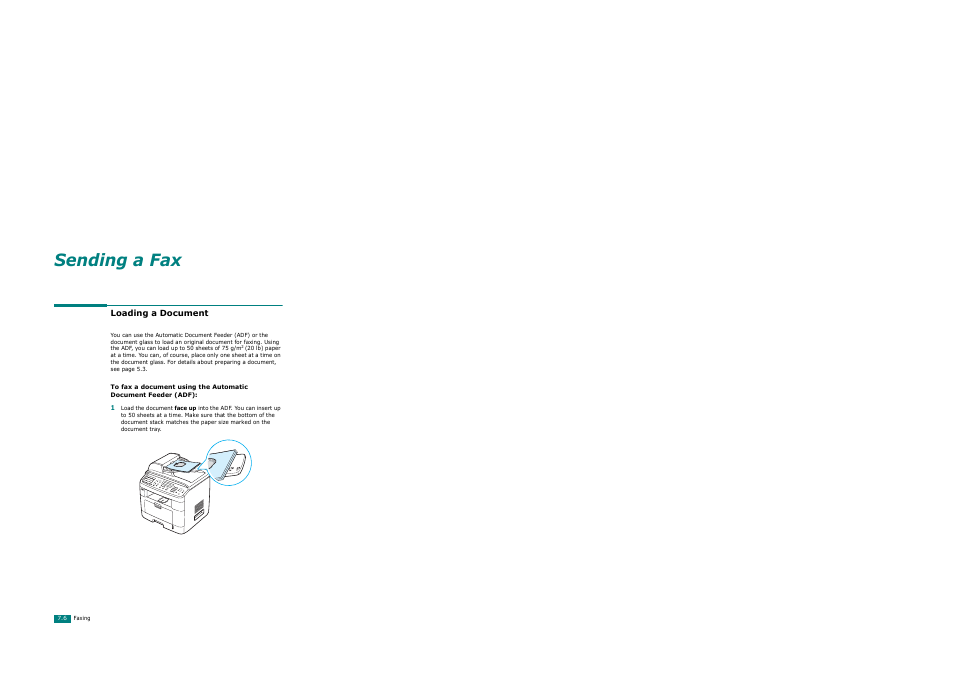 Loading a document, Sending a fax | Xerox WorkCentre PE120-120i-3124 User Manual | Page 132 / 283