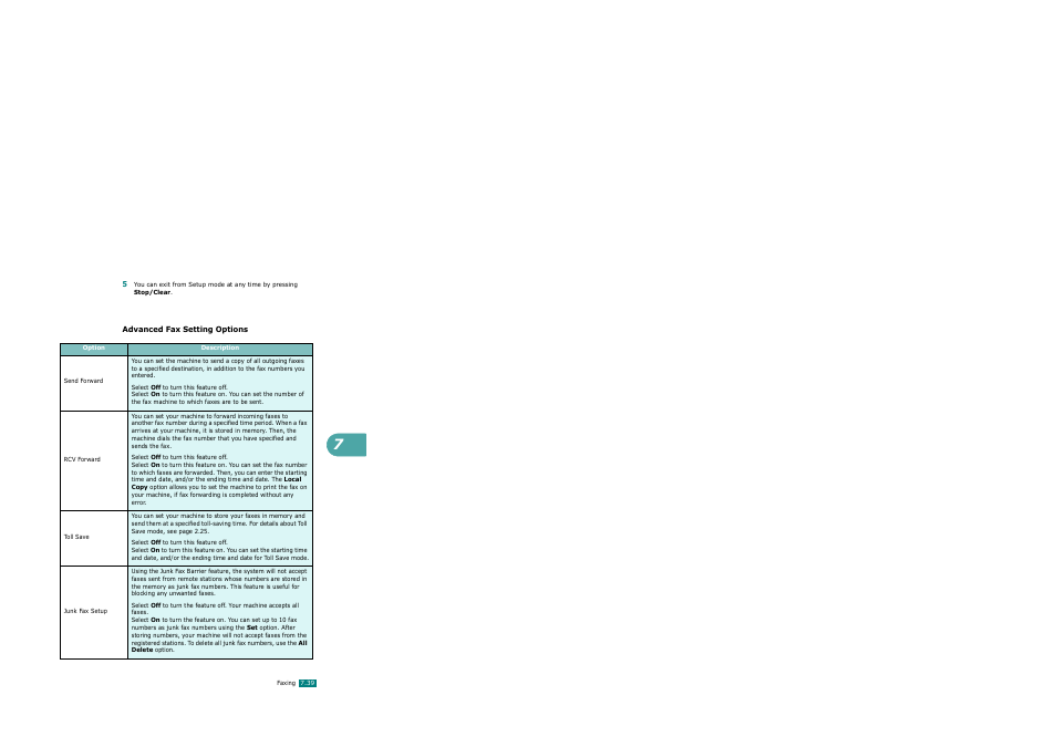 Advanced fax setting options | Xerox WorkCentre PE120-120i-3124 User Manual | Page 165 / 283