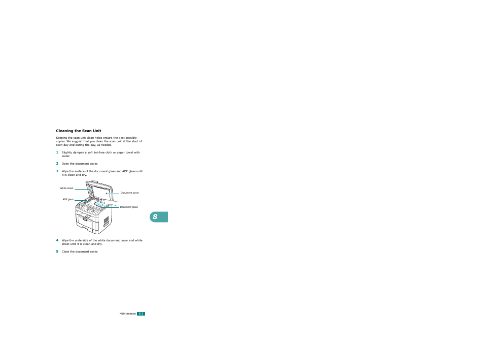 Cleaning the scan unit | Xerox WorkCentre PE120-120i-3124 User Manual | Page 171 / 283