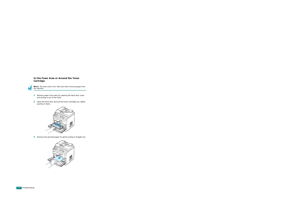 In the fuser area or around the toner cartridge | Xerox WorkCentre PE120-120i-3124 User Manual | Page 188 / 283