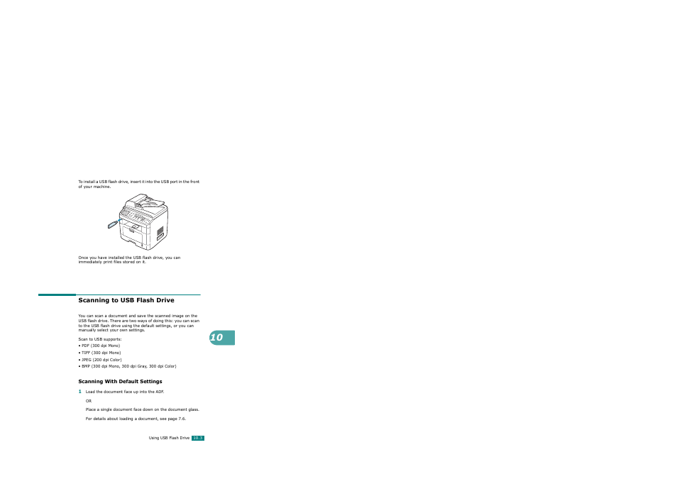 Scanning to usb flash drive, Scanning with default settings | Xerox WorkCentre PE120-120i-3124 User Manual | Page 217 / 283