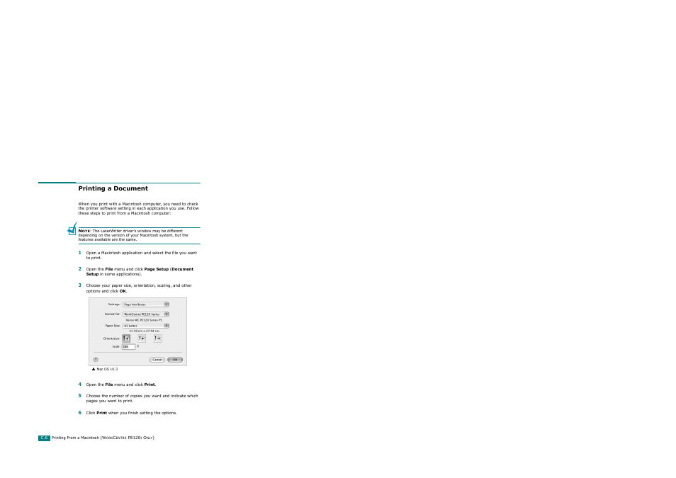 Printing a document | Xerox WorkCentre PE120-120i-3124 User Manual | Page 258 / 283