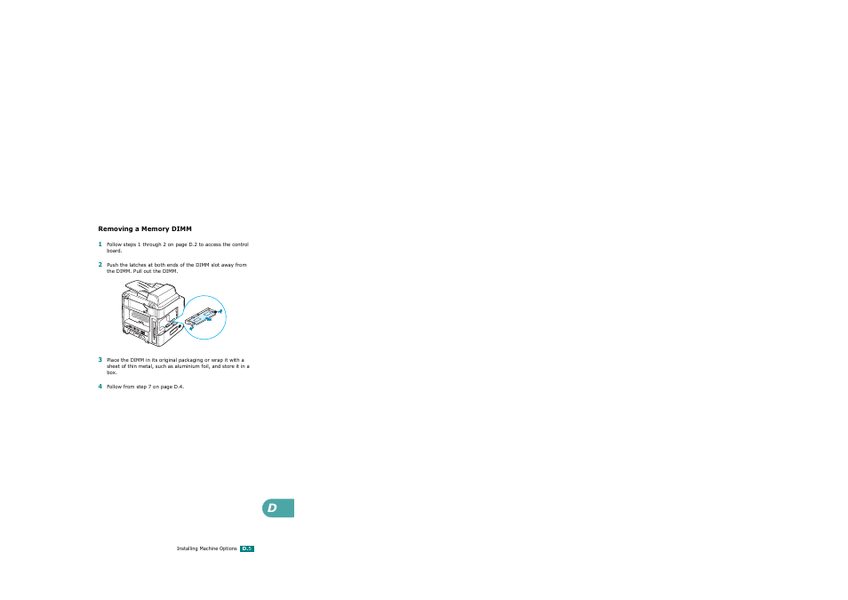 Removing a memory dimm | Xerox WorkCentre PE120-120i-3124 User Manual | Page 265 / 283