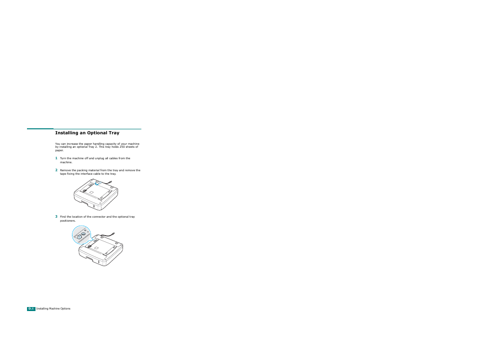 Installing an optional tray | Xerox WorkCentre PE120-120i-3124 User Manual | Page 266 / 283