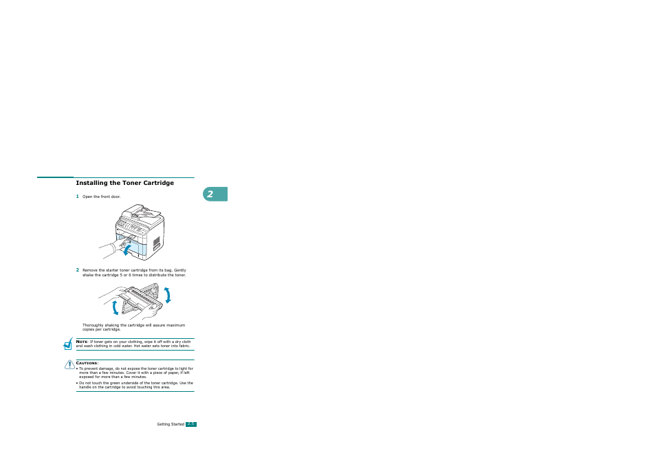 Installing the toner cartridge | Xerox WorkCentre PE120-120i-3124 User Manual | Page 31 / 283