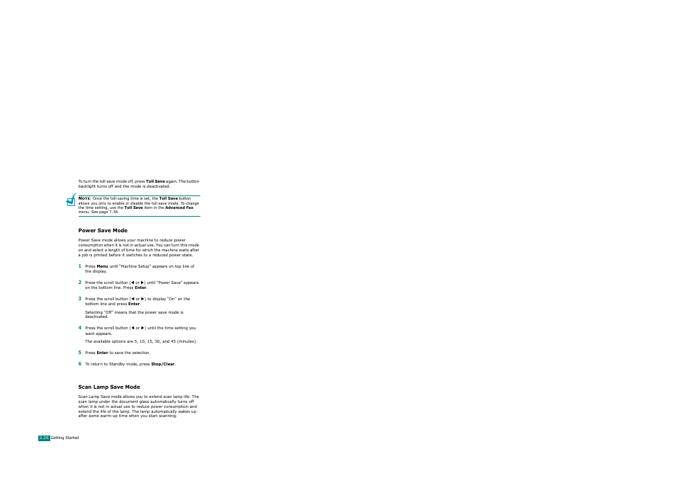 Power save mode, Scan lamp save mode, Power save mode scan lamp save mode | Xerox WorkCentre PE120-120i-3124 User Manual | Page 52 / 283