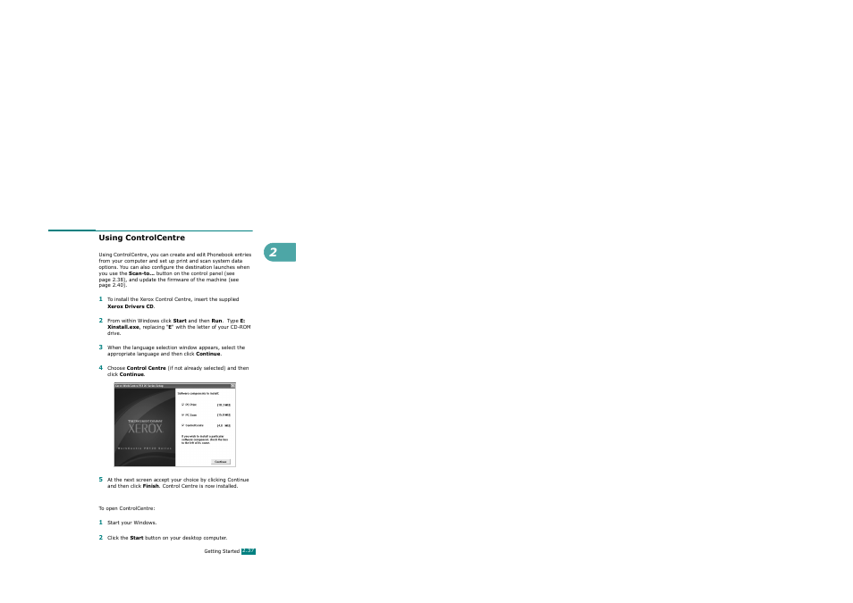 Using controlcentre | Xerox WorkCentre PE120-120i-3124 User Manual | Page 63 / 283