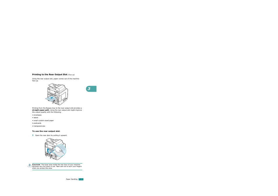 Printing to the rear output slot (face up) | Xerox WorkCentre PE120-120i-3124 User Manual | Page 77 / 283