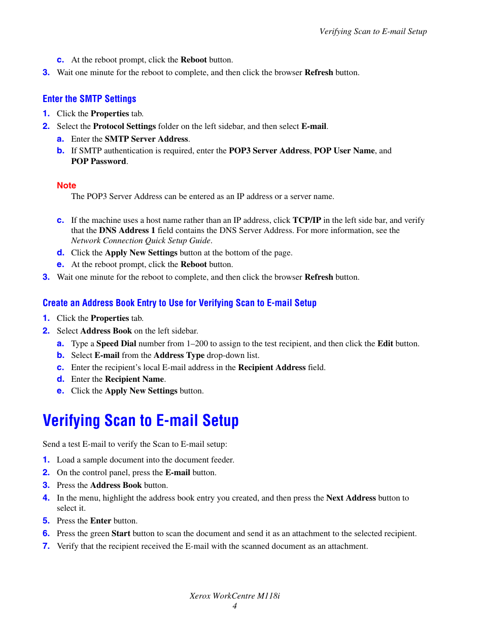 Verifying scan to e-mail setup | Xerox WorkCentre M118i-4252 User Manual | Page 4 / 5