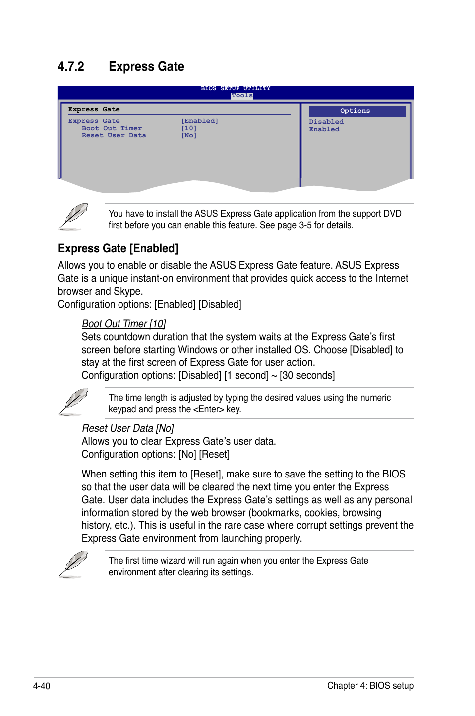 2 express gate, Express gate [enabled | Asus M3A78-T User Manual | Page 104 / 166