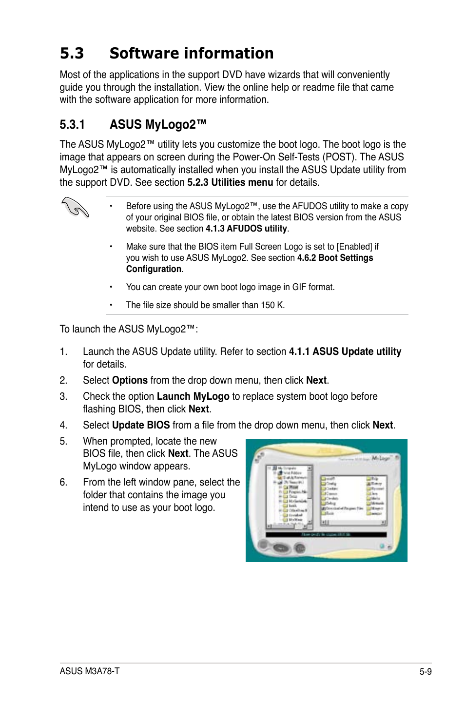 3 software information, 1 asus mylogo2 | Asus M3A78-T User Manual | Page 117 / 166