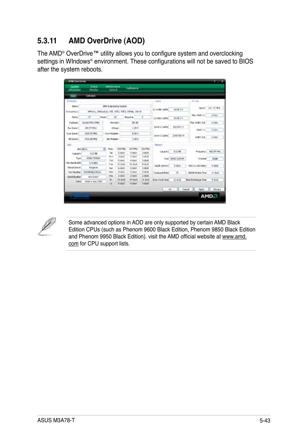 11 amd overdrive (aod) | Asus M3A78-T User Manual | Page 151 / 166