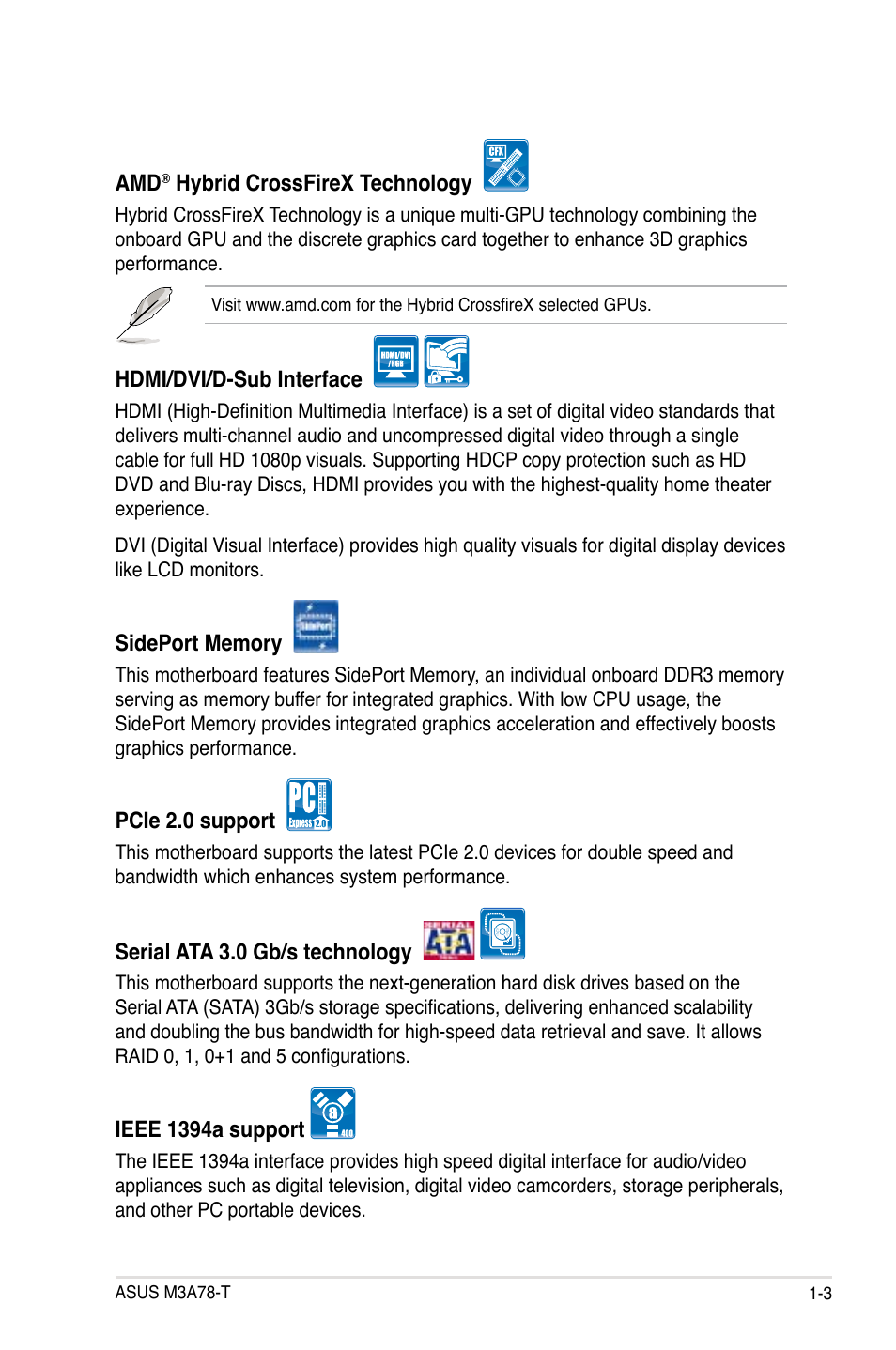 Asus M3A78-T User Manual | Page 19 / 166