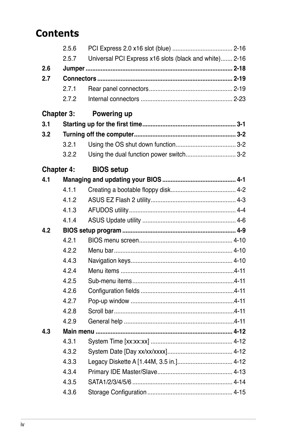 Asus M3A78-T User Manual | Page 4 / 166