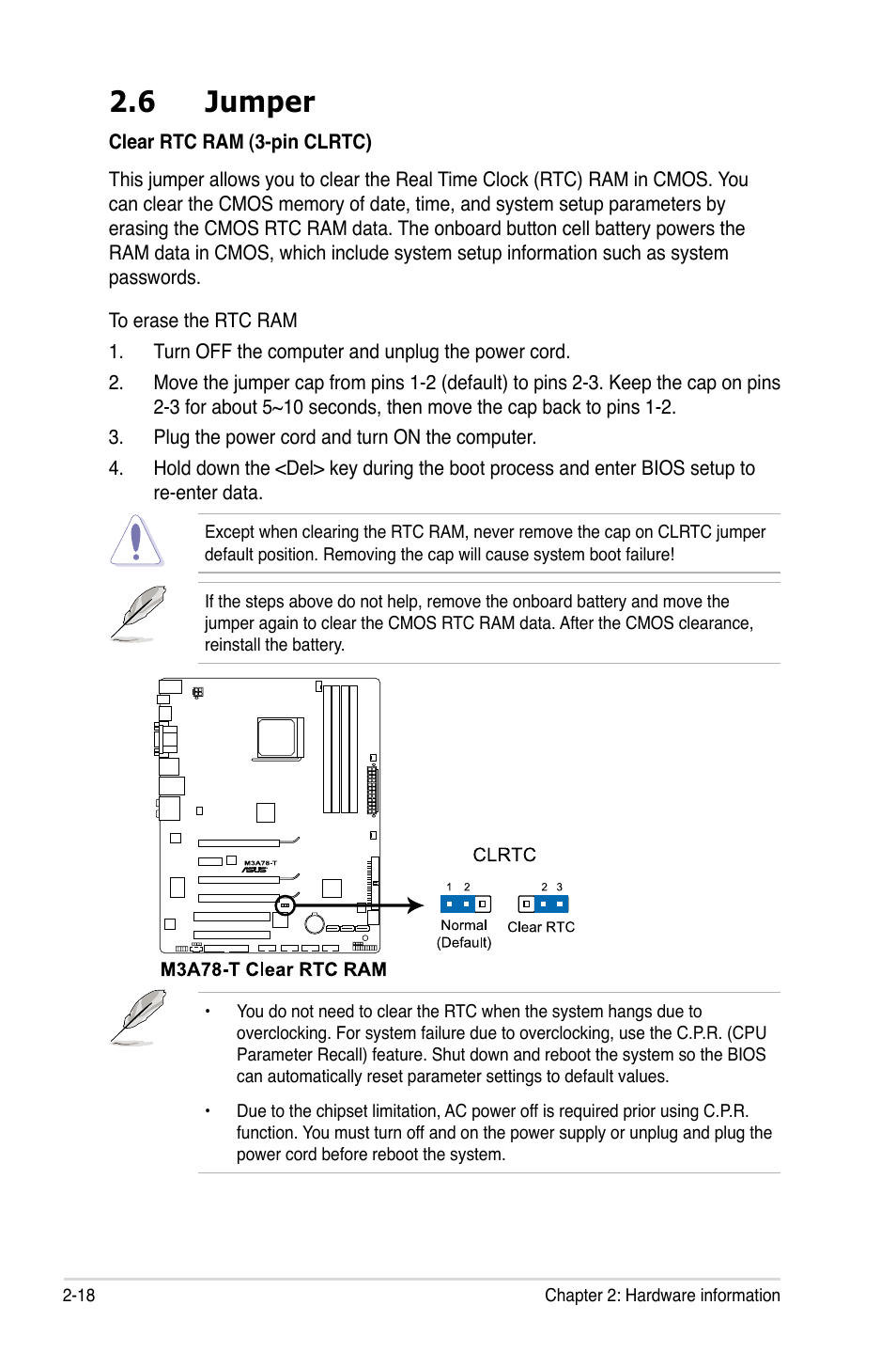 6 jumper | Asus M3A78-T User Manual | Page 42 / 166