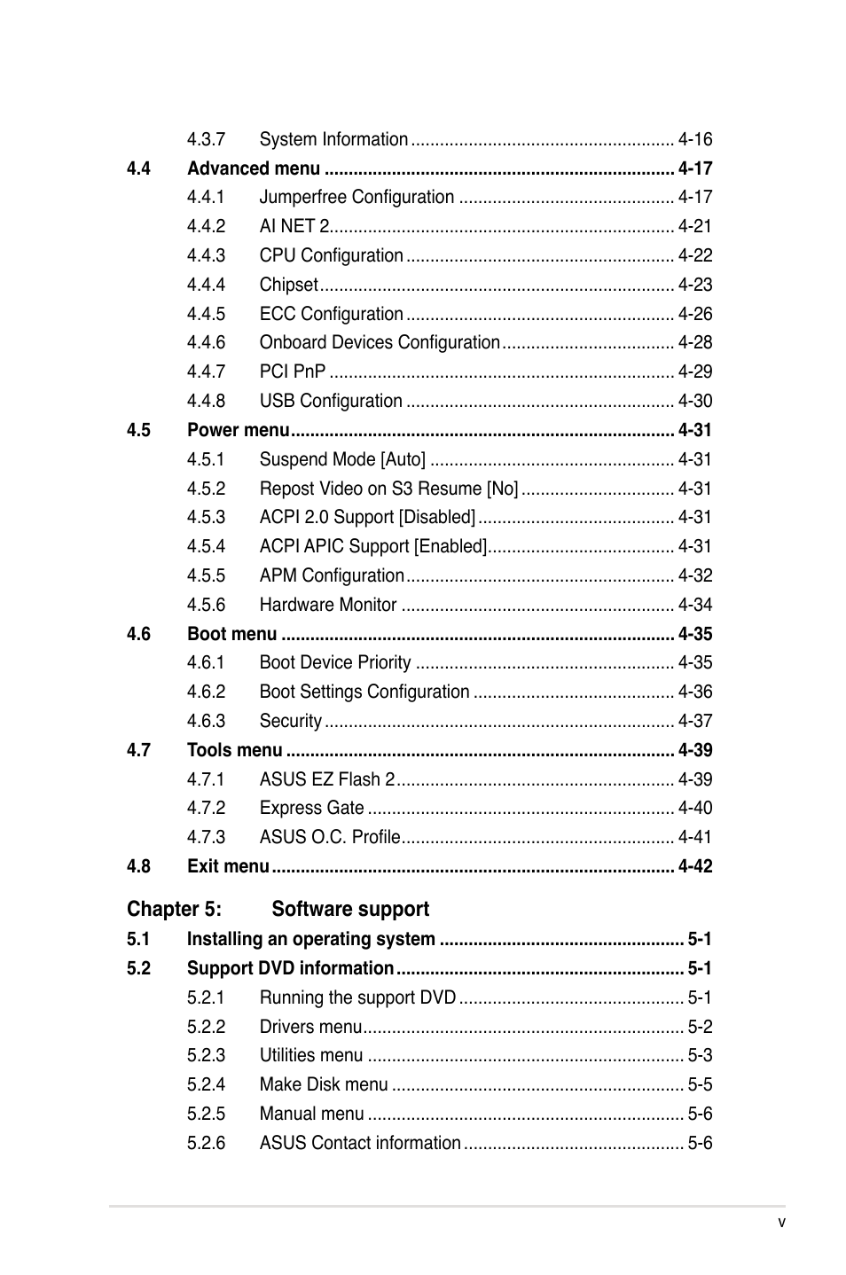 Asus M3A78-T User Manual | Page 5 / 166